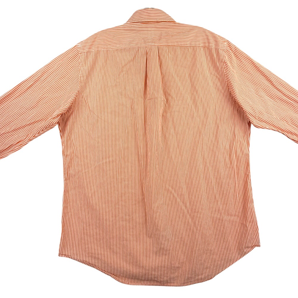 Ralph Lauren Button Down Shirt Men Large White Orange Striped Cotton Long Sleeve - Picture 8 of 12